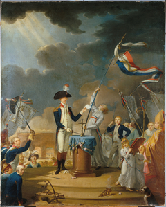 The oath of La Fayette at theFestival of the Federation, 14 July 1790 by L David