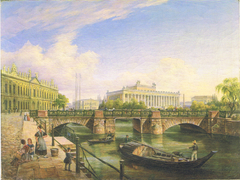 the palace bridge with the old museum and thearsenal by Carl Daniel Freydanck