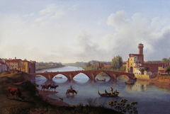 The Ponte a Mare in Pisa by Jacob Philipp Hackert