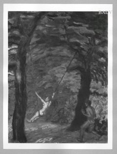 The swing under trees by Franz Von Stuck