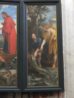 Tobias captures the fish and pulls it on the land on the orders of the angel(Tobias 6:1-10), 1618-19 by Peter Paul Rubens