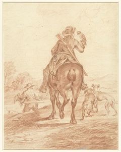 Twee valkenjagers, van achteren gezien by Unknown Artist