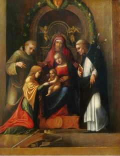Matrimonio mistico di santa Caterina d'Alessandria e santi by Antonio da Correggio