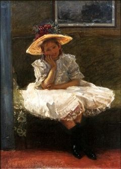 A Girl in a Hat with Flowers by Władysław Podkowiński