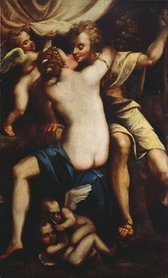 Venus and Adonis Embracing by Italian School
