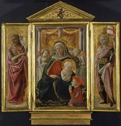 Virgin and Child (centre); St John the Baptist (left); St George or St Ansanus (right) by Filippo Lippi