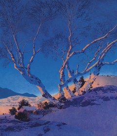 White Birches: Winter by Maxfield Parrish