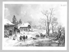 Winterlandschaft mit Dorfmusikanten by Heinrich Bürkel