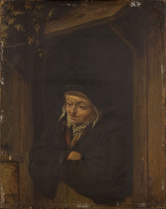 Woman Leaning out a Half-Door by Adriaen van Ostade