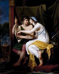 Young lovers playing the lyre by Adèle Romany