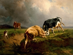 A Bull Fight by Jacques Raymond Brascassat