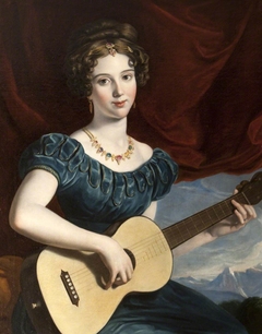 A Lady of the Petre Family playing the guitar by Anonymous