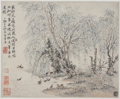 Album of Landscapes, Plants, Figures, and Animals: Ducks under Willows in the Style of Huichong by Fang Shishu