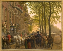 Alexander I of Russia and William I of the Netherlands visit the Brentano collection in Amsterdam in 1814 by Jan Kamphuysen