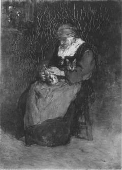 Alte Frau mit Katze und Bierkrug by Wilhelm von Diez