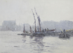 Boats in a harbour by Rose Maynard Barton