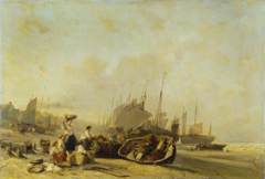 Boats on the Shore at Calais by Eugène Isabey
