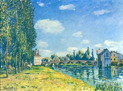 Bridge and Watermill of Moret in Summer