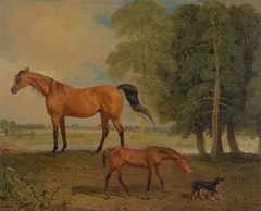 Broodmare with Foal, and a Terrier by Benjamin Marshall