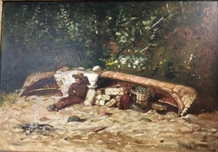 Canoeist Resting by Charles Russell Loomis
