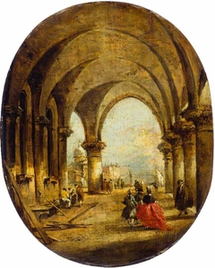 Capriccio with the Arcade of the Doge's Palace and San Giorgio Maggiore by Francesco Guardi