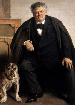Carl Locher with his dog Tiger by Michael Peter Ancher