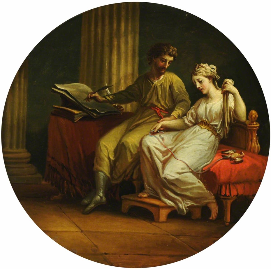Catullus comforting Lesbia over the Death of her Pet Sparrow and writing an Ode