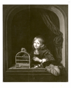 child with bird's cage