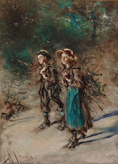Children with Brushwood by Anton Romako