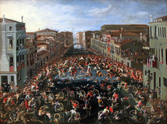 Competition on the Ponte dei Pugni in Venice by Joseph Heintz the Younger