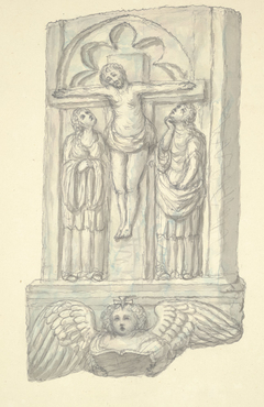 Crucifiction found in the wall of the old church at Halkin, by John Ingleby