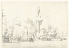 De tocht van de Engelse koning Karel II over de Thames naar Sheerness en Chatham op 27 Augustus 1681