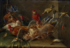 Decorative Still-Life Composition with Birds and two Bats by Jan van Kessel the Elder