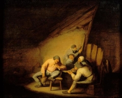 Drinking and smoking peasants by Adriaen van Ostade