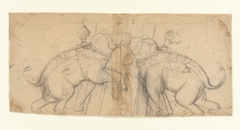 Elephants in Combat by Anonymous
