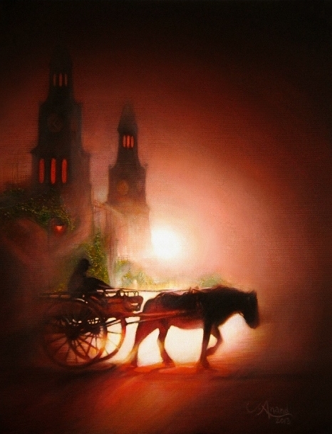 Evening Fog Ride  - Oil on Canvas  18" x 14"