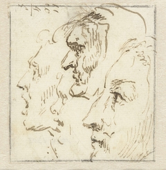 Expressie-studie van vier gezichten by Unknown Artist