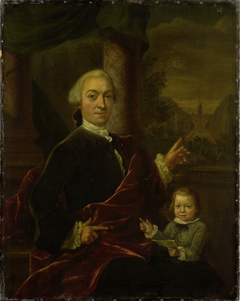 Family Portrait of Jan van de Poll, Banker and Burgomaster of Amsterdam with his young Son Harman by Jan Maurits Quinkhard
