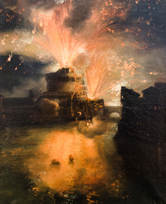 Fireworks at Castel Sant' Angelo in Rome by Léon Cogniet