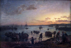 Fishermen and fishing craft at Rogge Bay by Anonymous