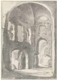 Gezicht in antieke ruïnes by Unknown Artist
