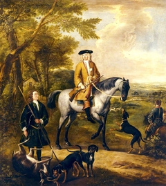 Gilbert Coventry, 4th Earl of Coventry (c.1688 - 1719) with Two Huntsmen in a Landscape by John Wootton