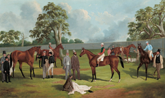 Group in the Dowling Forest Racecourse enclosure, Ballarat, 1863 by Frederick Woodhouse