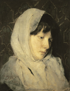 Head of a Girl in Kerchief by Simon Hollósy