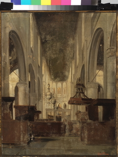 Het interieur van de St. Jan te Gouda, gezien naar het koor. by Gijsbert Johannes Verspuy