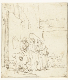 Het vertrek van Tobias en de engel by Rembrandt