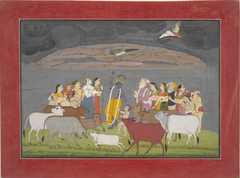 Illustration from a Bhagavata Purana Series, Book 10: Krishna Lifts Mount Govardhan by Anonymous