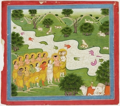 Illustrations to Life of Dhurva Maharaj: #16 All of them go to Dhurva hoping to break his concentration, and to deter him in his mission of seeing God by Anonymous