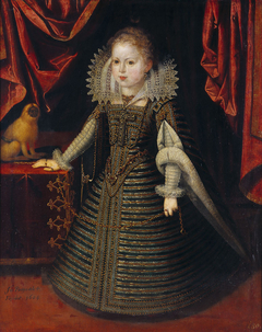 Infantin Anna (1601-1666), Königin von Frankreich, Bildnis in ganzer Figur mit einem Löwenäffchen
