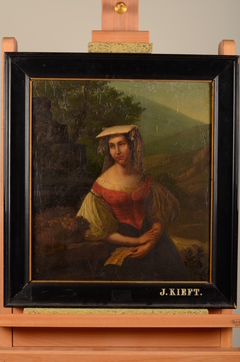 Italiaanse vrouw in landschap by Jan Kieft